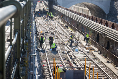 High angle view of train