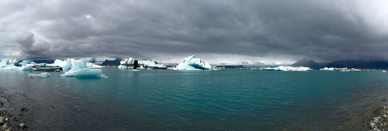 Scenic view of frozen sea against sky