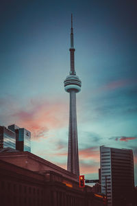 Low angle view of skyscrapers against sky