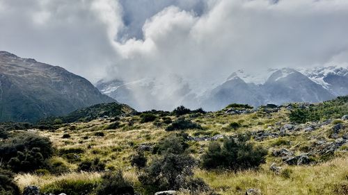 Scenic view of mountains against sky