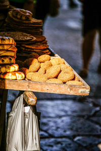 Close-up of food for sale on table