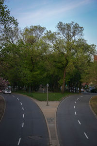Road by trees against sky