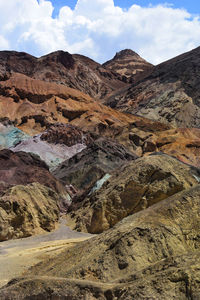 Scenic view of colorful mountains against sky