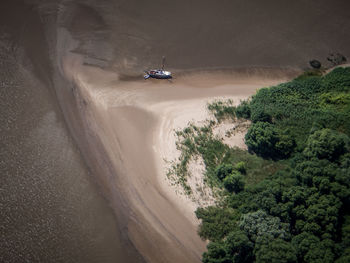 High angle view of cars on beach