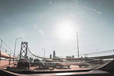 Low angle view of cars against sky