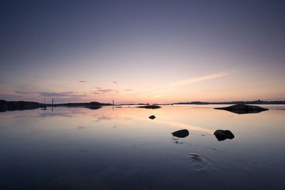 Scenic view of calm sea at sunset