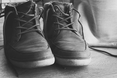 High angle view of shoes on table