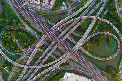 High angle view of cars on road