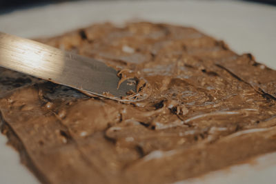 Close-up of ice cream on table