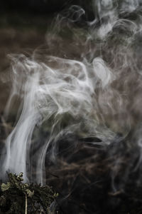 Close-up of smoke emitting from black background