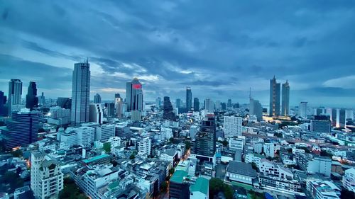 Bangkok city skyline high angle view
