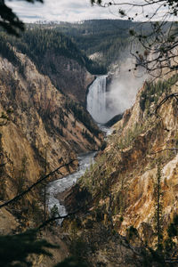 Yellowstone canyon - scenic view of waterfall