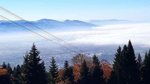 Scenic view of mountains against sky during winter