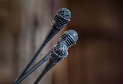 Close-up of microphones