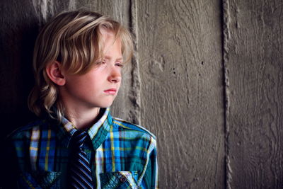 Portrait of boy looking away