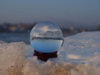 Close-up of water against sky