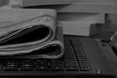 Close-up of laptop on table
