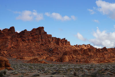 Rock formations on landscape against sky