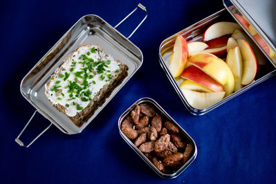 High angle view of food on table