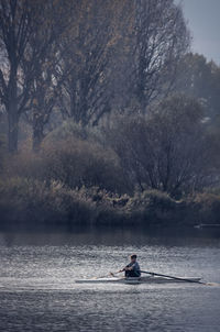 People kayaking in lake