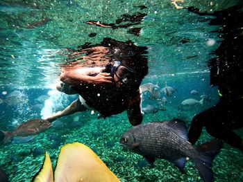 Man swimming in sea