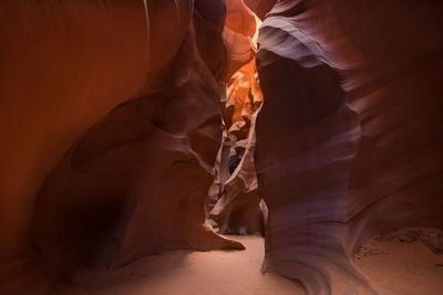 Low angle view of rock formations in cave