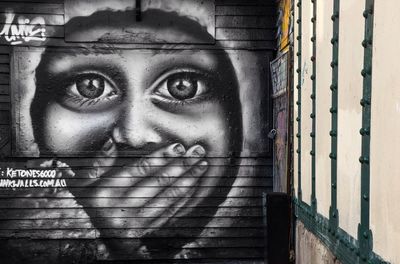 Close-up of carving on wall