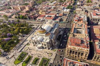 Aerial view of palacio de bellas artes in city