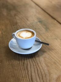 High angle view of coffee on table