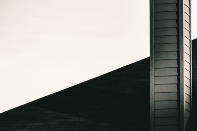 Low angle view of modern building against clear sky