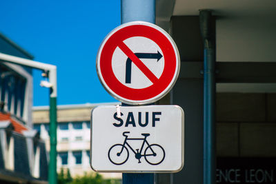 Close-up of road sign