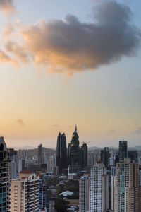 View of city at sunset