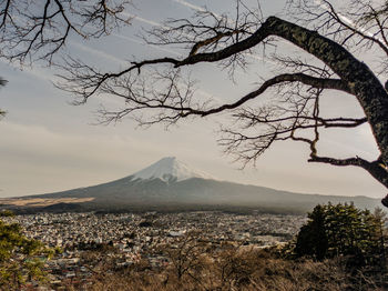 Scenic view of mount fuji against sky.