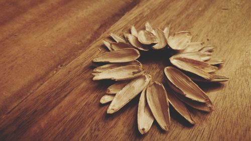 High angle view of bread on table