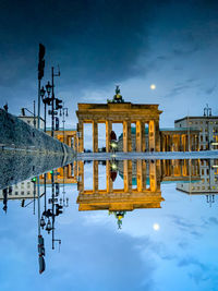 Reflection of building in water