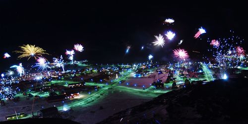 Firework display at night