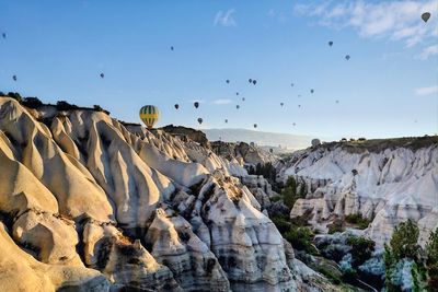 Panoramic view of rocks and mountains against sky