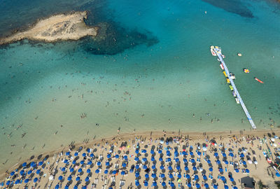 Aerial drone photograph of fig tree bay beach. summer vacations cyprus.