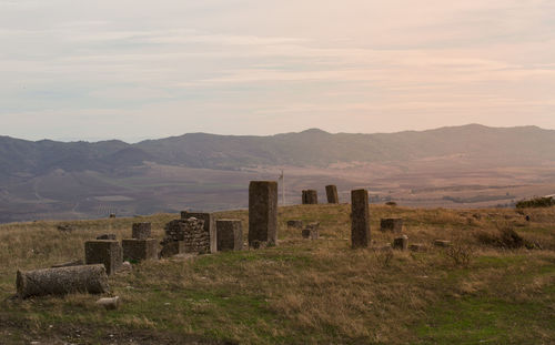 Scenic view of landscape against sky during sunset