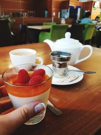 Close-up of breakfast on table