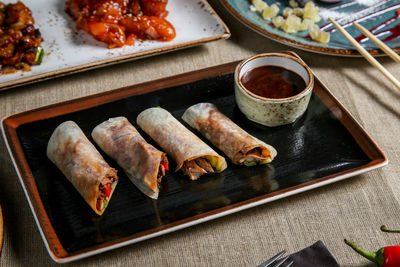 Close-up of food in plate on table