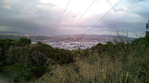 Panoramic view of trees and buildings against sky