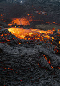 Scenic view of lan active volcano, lava