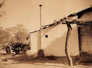 Narrow footpath along houses