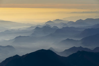 Zongolica mountain layers view from the summit of pico de orizaba