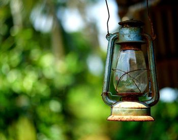 Close-up of feeder at night