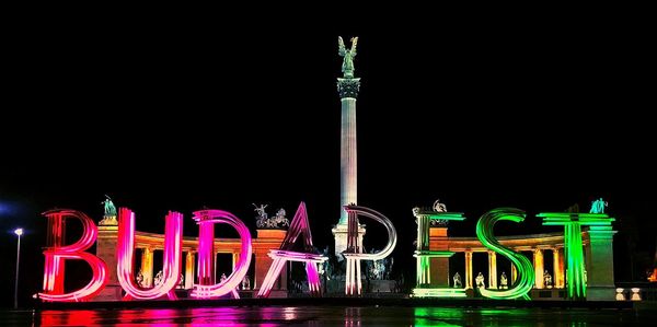 Illuminated lights at night