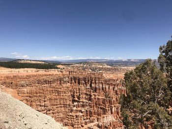 Scenic view of landscape against clear blue sky