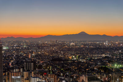 Urban view of tokyo in the evening seen from a high-rise building in ebisu, shibuya-ku, tokyo.