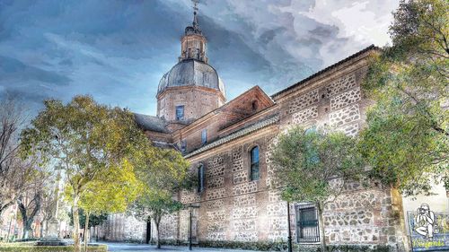 Low angle view of church against sky